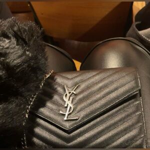 Yves Saint Laurent Black Chevron Shoulder Bag
